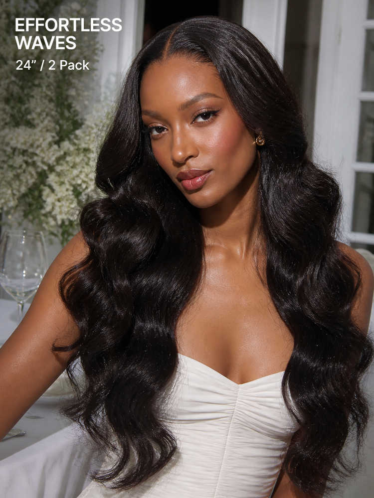 Luvme Hair Yaki Straight clip-in hair extensions in 0.59mm ultra-thin seamless design, 100g, 7pcs, lightweight for daily styling