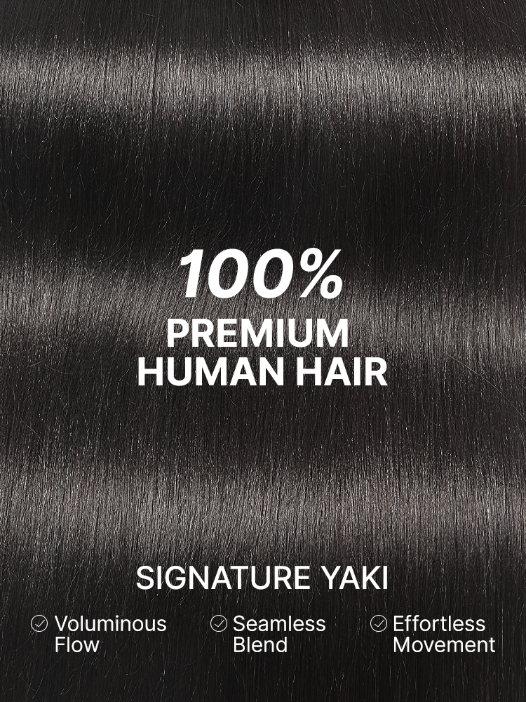 Luvme Hair Yaki Straight 0.59mm clip-in hair extensions in 100g set, seamless blend, lightweight for daily styling