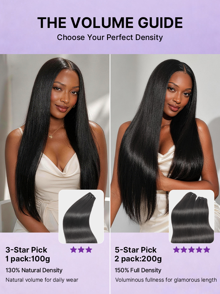 Luvme Hair Yaki Straight 0.59mm clip-in hair extensions, seamless blend, lightweight, 100g, 7 or 6 pcs for daily styling