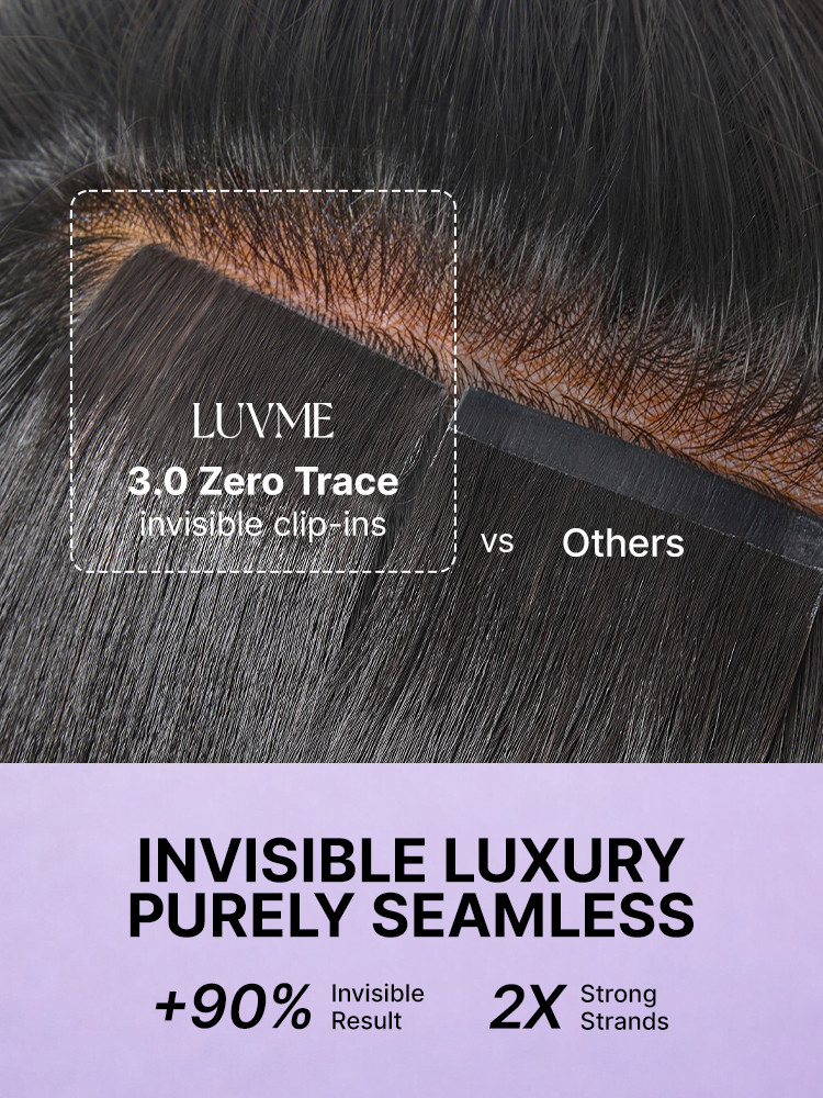Luvme Hair Yaki Straight clip-in hair extensions, 7pcs, seamless blend, lightweight, 0.59mm zero trace invisible design for daily styling