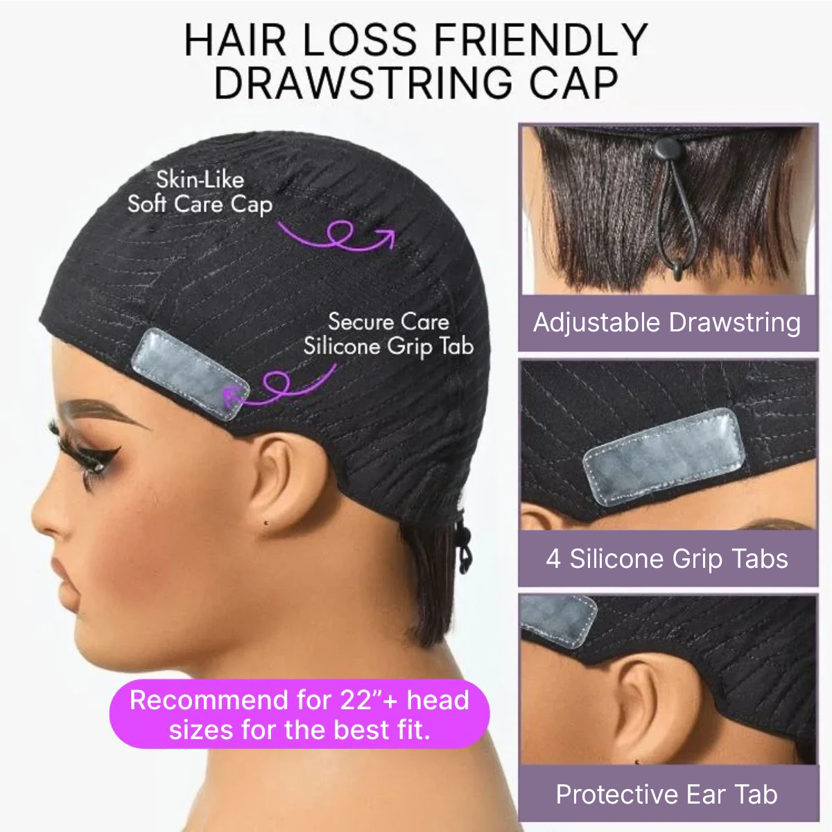 2 For $129.9 | 6 Inches Ultra Comfort Cotton Cap Glueless Wig Hair+ 12 Inches Short Cut Curly Minimalist HD Lace Wig-03