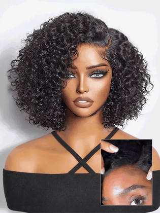 Luvme short cut curly minimalist HD lace glueless side part wig made of 100% human hair with pre-cut lace for easy wear
