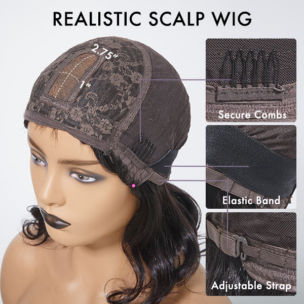 2 For $129.9 | 8 Inches Dark Red Water Wave Glueless Minimalist Lace Curly Wig with Bangs + 6 Inches Pixie Cut Minimalist HD Lace Glueless Wig Pre-Cut Lace-03