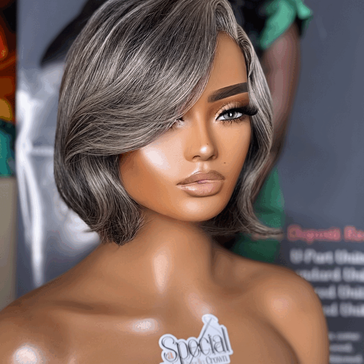 2 For $129.9 | 10 Inches Layered Bob Glueless Pre-Cut Minimalist HD Lace Grey Wig + 6 Inches Short Pixie Cut Glueless Wig with Bangs-06