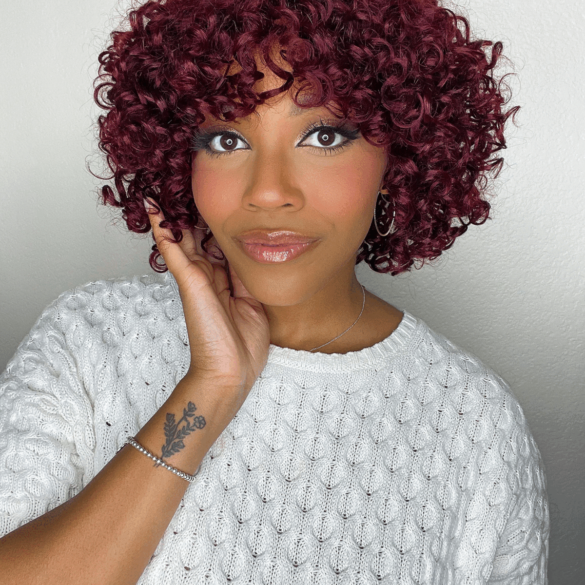 2 For $129.9 | 8 Inches Dark Red Water Wave Glueless Minimalist Lace Curly Wig with Bangs + 6 Inches Pixie Cut Minimalist HD Lace Glueless Wig Pre-Cut Lace-06