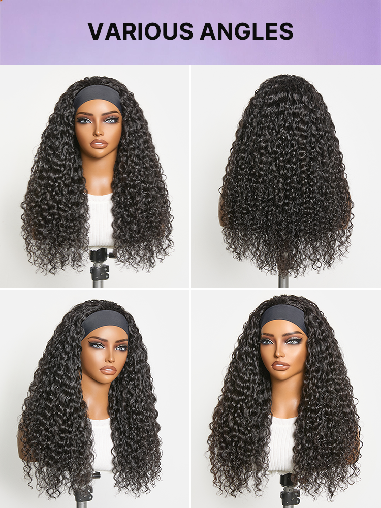 Beginner Friendly Water-Wave Wet and Wavy Headband Wig with Integrated Cooling Silk Headband, Effortless Wet-to-Dry Transformation (Get 2 Free Headbands)-13
