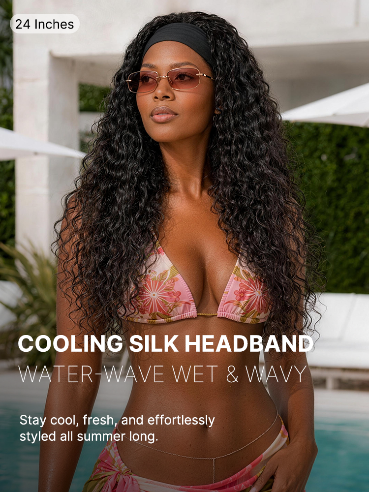 Beginner Friendly Water-Wave Wet and Wavy Headband Wig with Integrated Cooling Silk Headband, Effortless Wet-to-Dry Transformation (Get 2 Free Headbands)-05