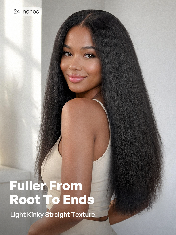 250% Density Kinky Straight Glueless V Part Wig 100% Human Hair with Flexi‑Fit Drawstring-02