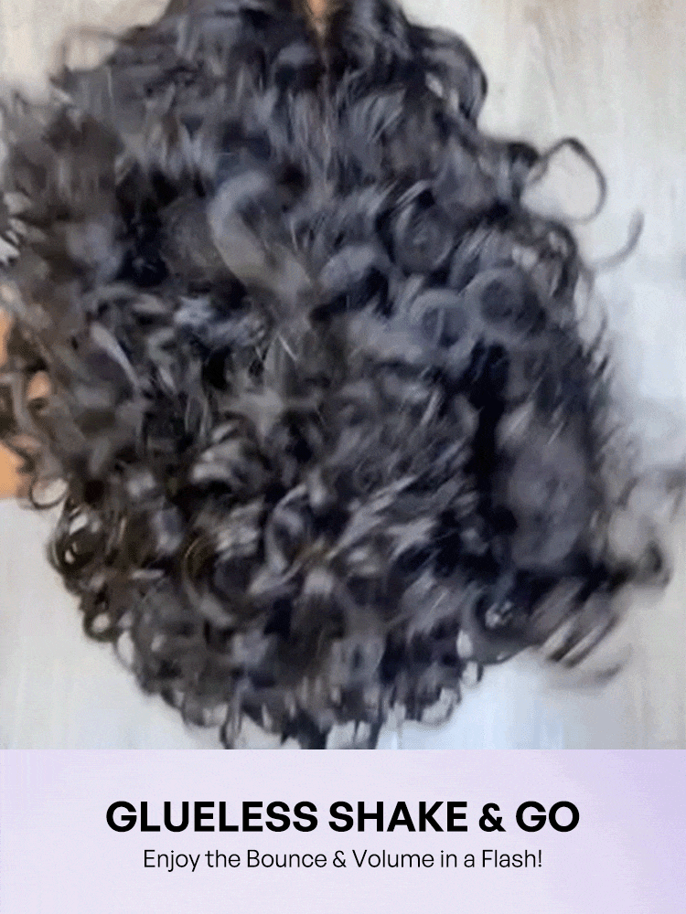Natural Black / Brown Highlight Water Wave Pixie Cut Glueless Minimalist HD Lace Short Curly Wig-74
