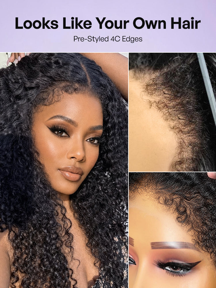 PreMax 180% / 250% Density Water Wave Glueless Flexi-Fit Drawstring 13x4 Frontal Lace Fluffy Curly Wig Pre-Cut Lace-53