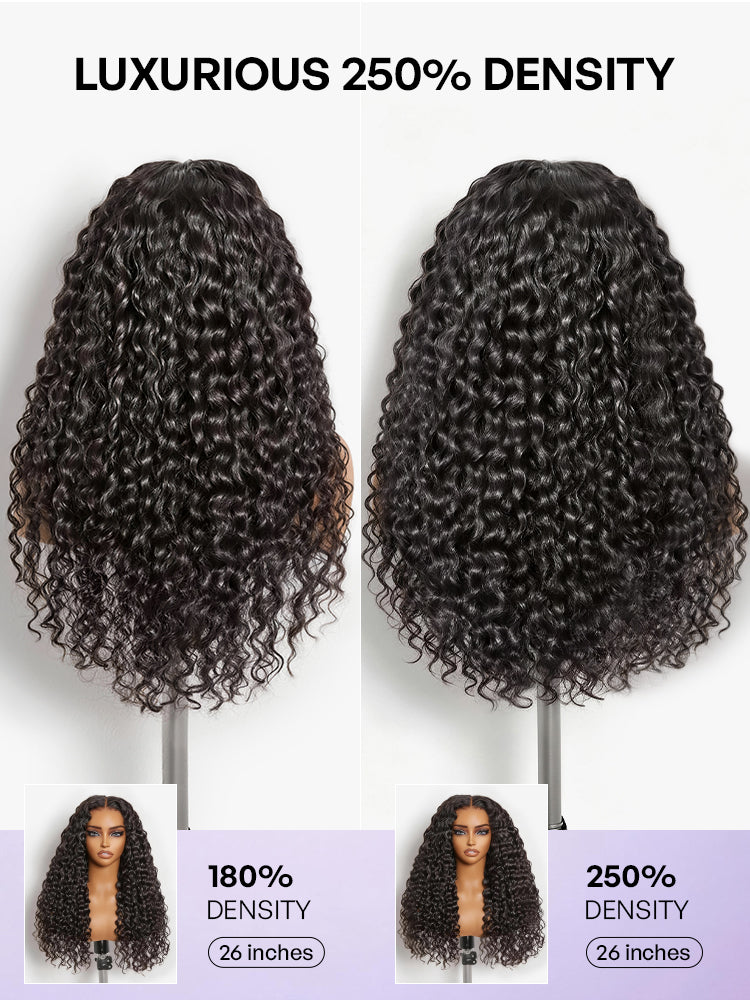 PreMax 180% / 250% Density Water Wave Glueless Flexi-Fit Drawstring 13x4 Frontal Lace Fluffy Curly Wig Pre-Cut Lace-60