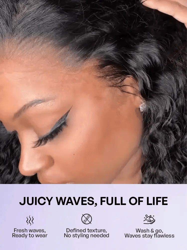 PreMax 180% / 250% Density Water Wave Glueless Flexi-Fit Drawstring 13x4 Frontal Lace Fluffy Curly Wig Pre-Cut Lace-55