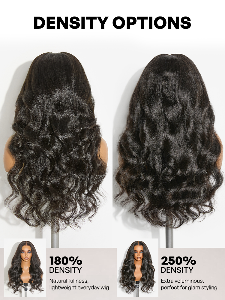 Luvme All-Day Comfort™ Wig 180% / 250% Density Kinky Body Wave / Layered Light Kinky Straight PartingMax Glueless 7x6 Closure HD Lace Wig Pre-Cut Lace-37