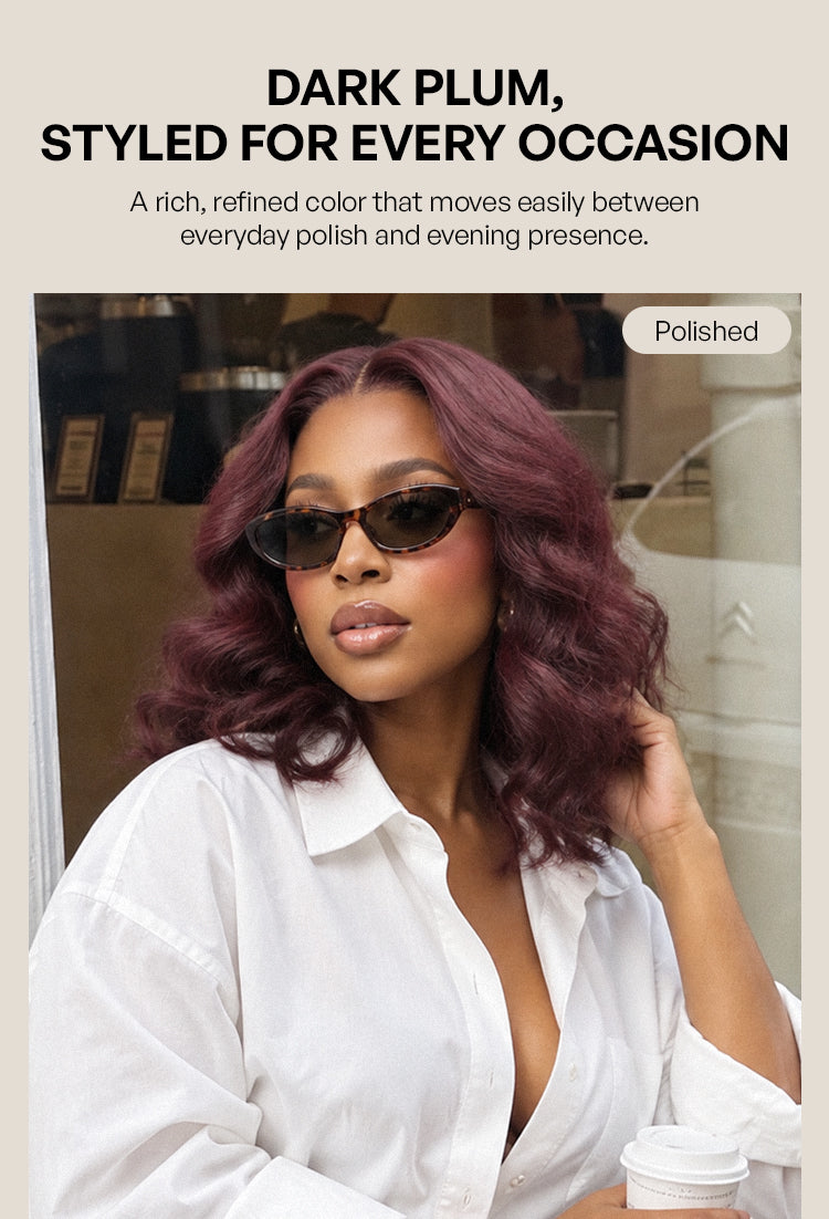 Dark Plum 99J Color Wig Loose Wave Minimalist HD Lace Glueless Mid Part Short Wig Pre-cut Lace-10