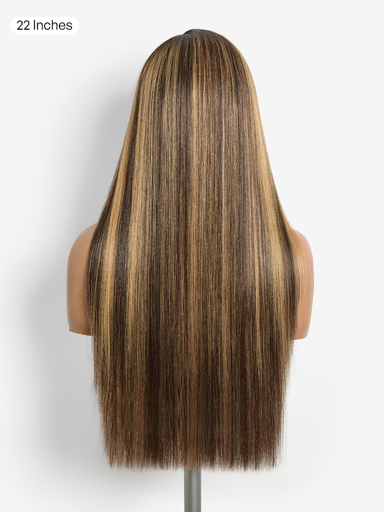 Luvme All-Day Comfort Wig 180% Density Blonde Highlight Butterfly Cut Layered Light Yaki Straight Glueless 7x6 Closure HD Lace Wig Pre-Cut Lace-54