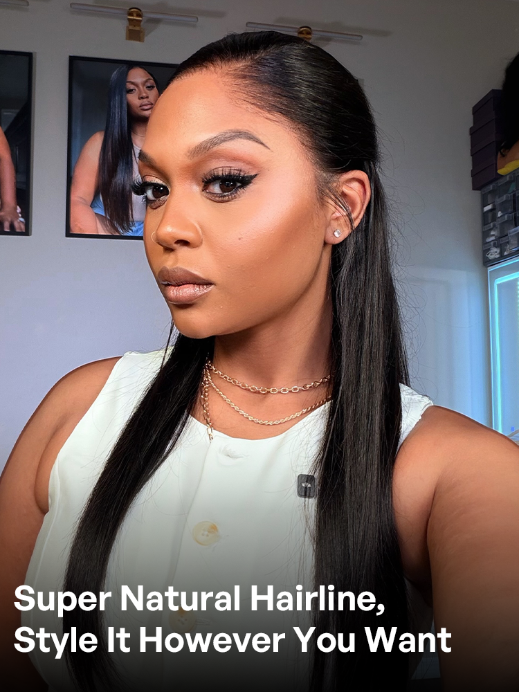 Lagos Hairline Over-Plucked M-Shaped Hairline Natural Looking Silky Straight Human Hair 13×4 Lace Frontal Wig Pre-Cut Lace-33