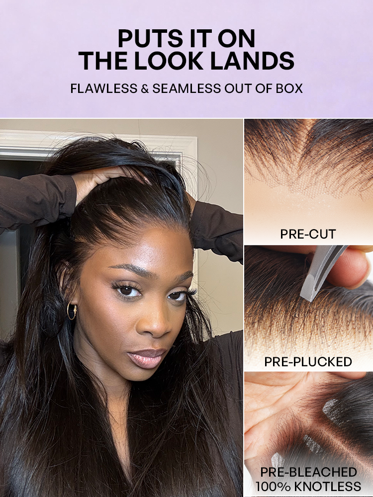 Lagos Hairline Over-Plucked M-Shaped Hairline Natural Looking Silky Straight Human Hair 13×4 Lace Frontal Wig Pre-Cut Lace-36