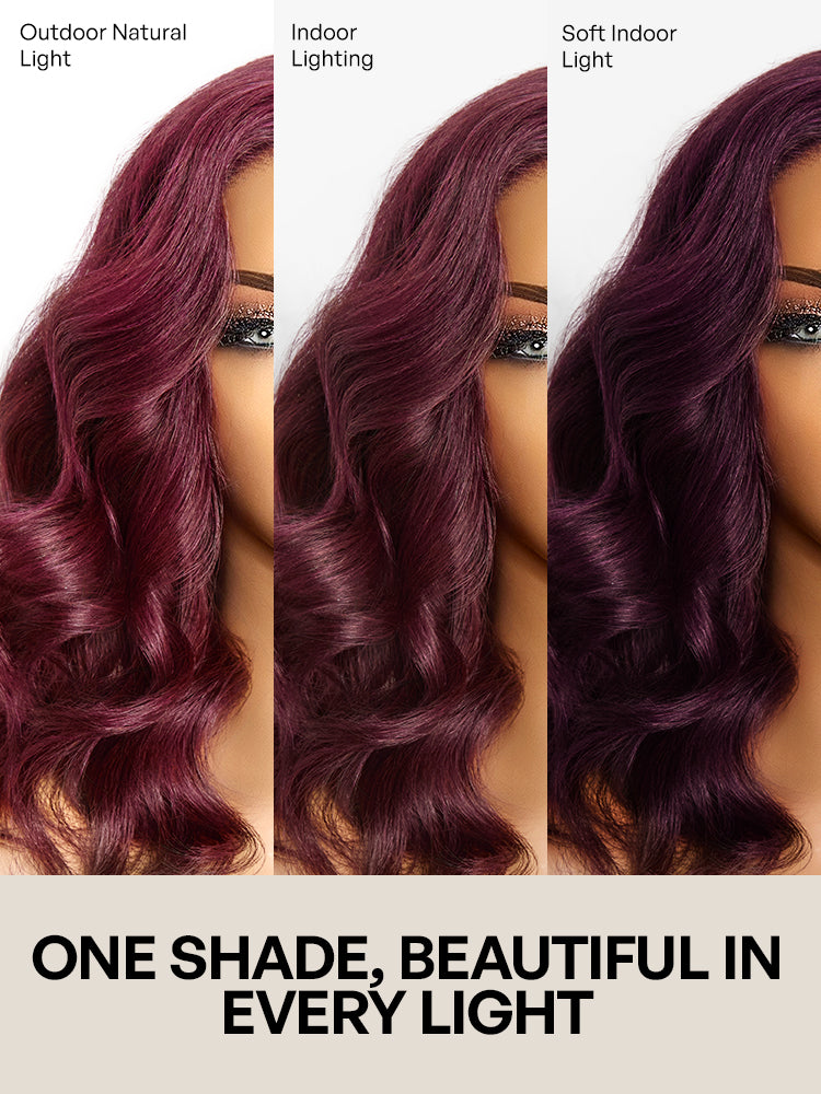 New Customers Only | Dark Plum 99J Color Wig Loose Wave Minimalist HD Lace Glueless Mid Part Short Wig Pre-cut Lace-06