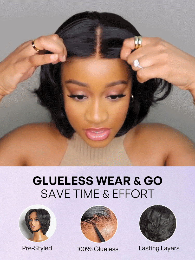 1 SEC INSTALL WIG | Elegant Boss Vibe Short Pixie Cut Natural Black / Ombre Brown Glueless Minimalist HD Lace Wig Pre Cut Lace-28