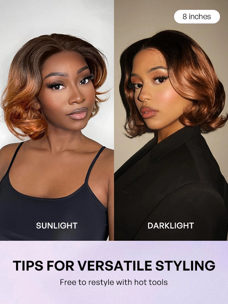 1 SEC INSTALL WIG | Elegant Boss Vibe Short Pixie Cut Natural Black / Ombre Brown Glueless Minimalist HD Lace Wig Pre Cut Lace-37