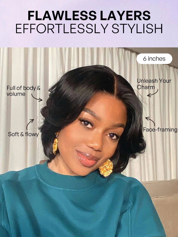 1 SEC INSTALL WIG | Elegant Boss Vibe Short Pixie Cut Natural Black / Ombre Brown Glueless Minimalist HD Lace Wig Pre Cut Lace-29