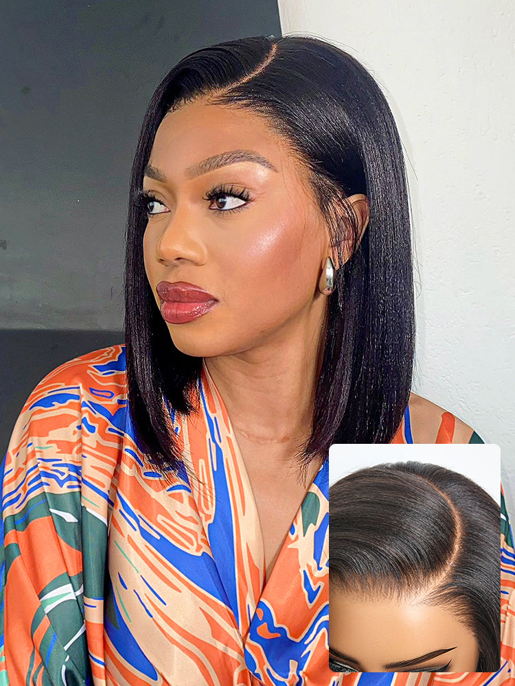 PreMax Wigs - Nature Max Yaki / Silky Bob Ear-to-Ear Glueless 13x6 Frontal HD Lace Short Bob Wig-33