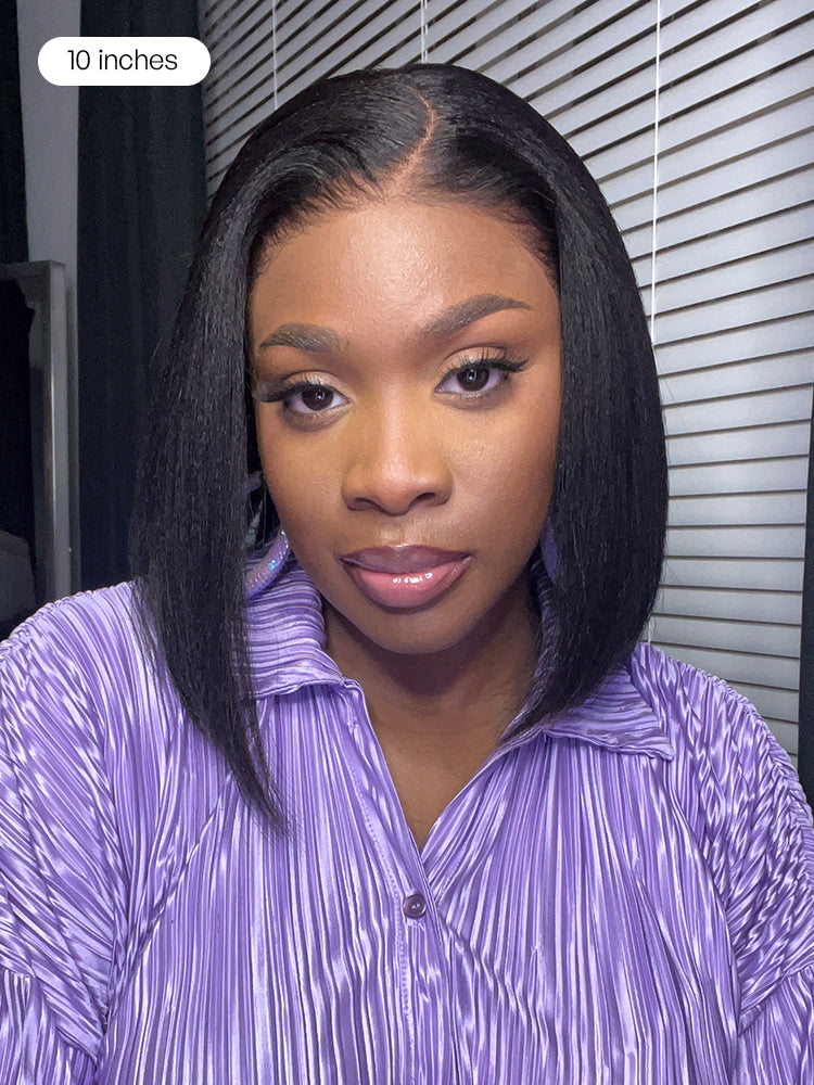 PreMax Wigs - Nature Max Yaki / Silky Bob Ear-to-Ear Glueless 13x6 Frontal HD Lace Short Bob Wig-36
