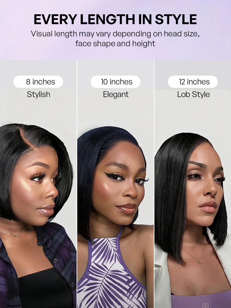 PreMax Wigs - Nature Max Yaki / Silky Bob Ear-to-Ear Glueless 13x6 Frontal HD Lace Short Bob Wig-44