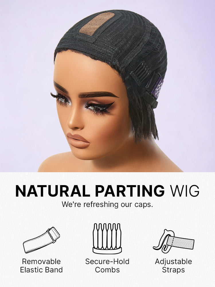 Throw On & Go Natural Black Pixie Cut with Bangs Glueless Minimalist Lace Wig-21