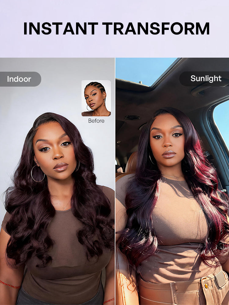 Luvme All-Day Comfort Wig 180% Density Rich Dark Plum Loose Body Wave PartingMax Glueless 7x6 Closure HD Lace Wig Pre-Cut Lace-41