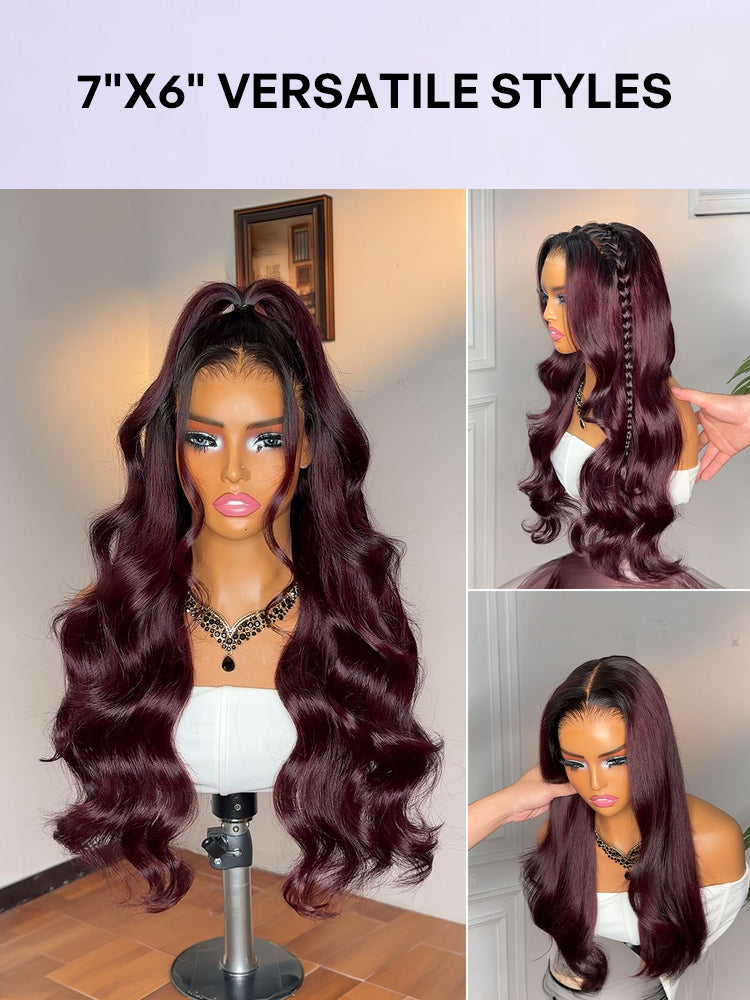 Luvme All-Day Comfort Wig 180% Density Rich Dark Plum Loose Body Wave PartingMax Glueless 7x6 Closure HD Lace Wig Pre-Cut Lace-44