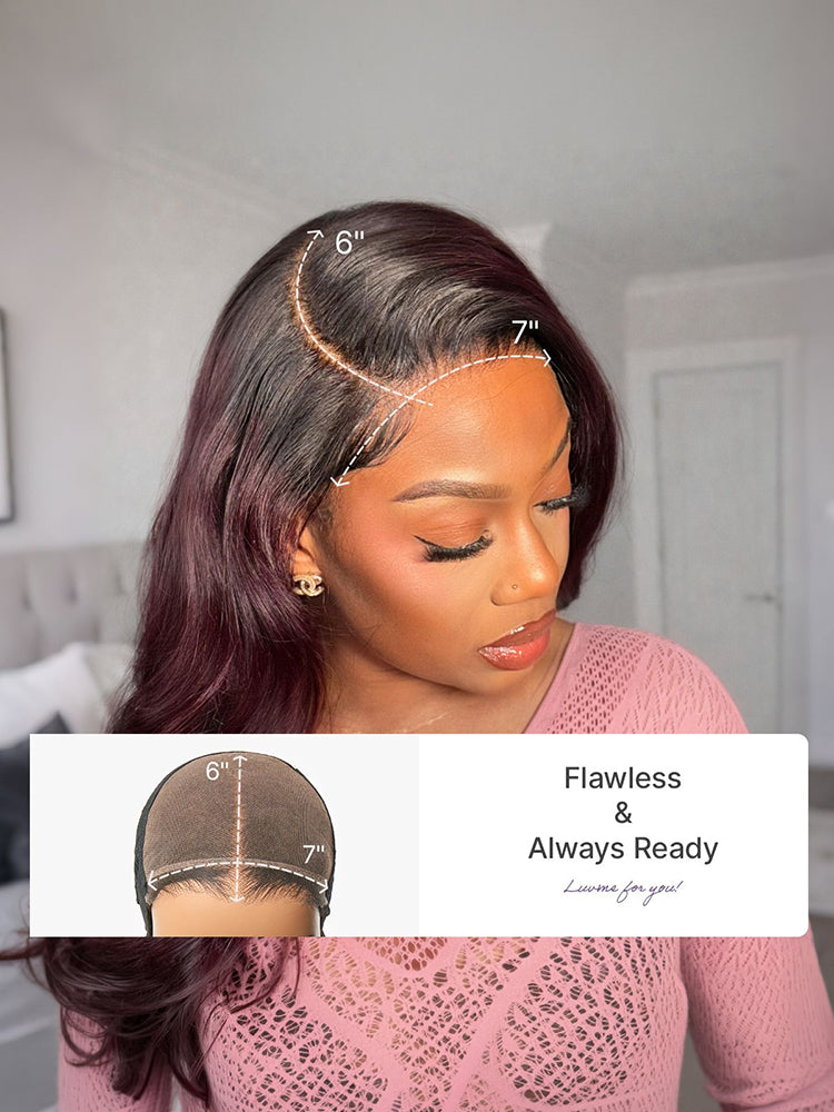 Luvme All-Day Comfort Wig 180% Density Rich Dark Plum Loose Body Wave PartingMax Glueless 7x6 Closure HD Lace Wig Pre-Cut Lace-43