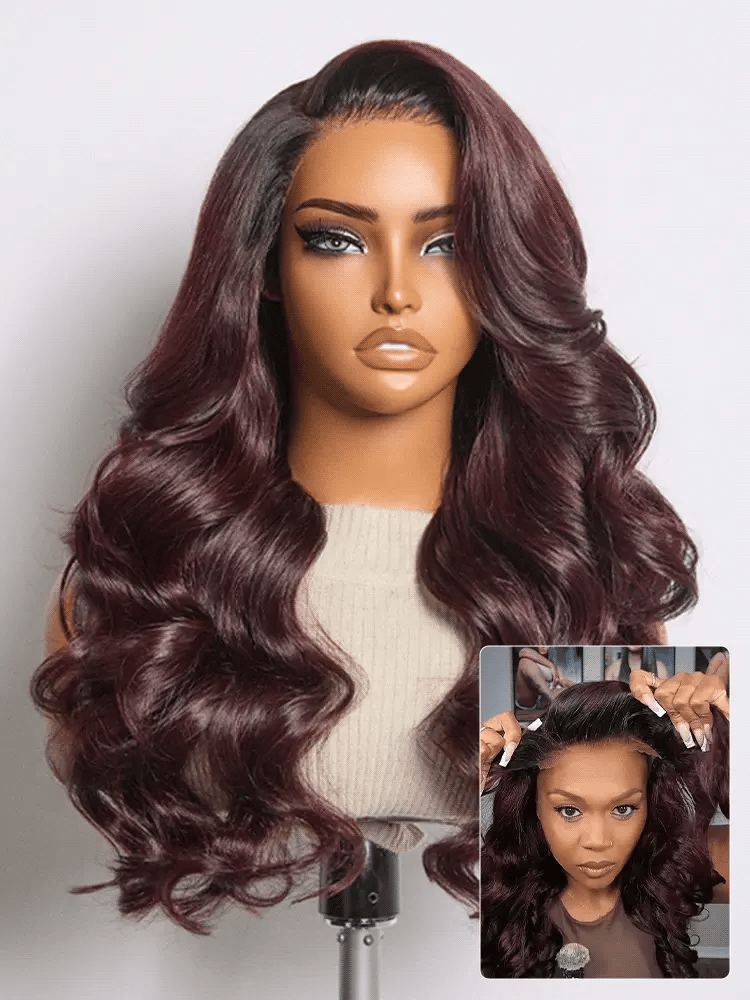 Luvme All-Day Comfort Wig 180% Density Rich Dark Plum Loose Body Wave PartingMax Glueless 7x6 Closure HD Lace Wig Pre-Cut Lace-35