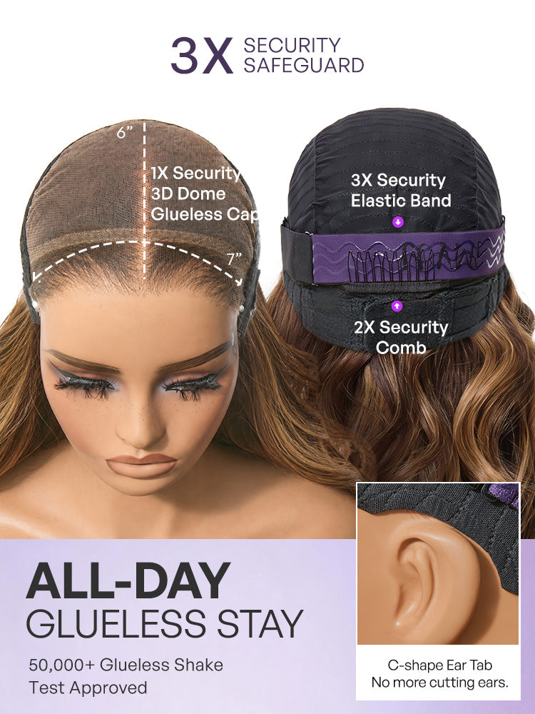Luvme All-Day Comfort™ Wig 180% Density Sun-Kissed Blonde Ombre Highlight Loose Body Wave Glueless 7x6 Closure HD Lace Wig Pre-Cut Lace-52