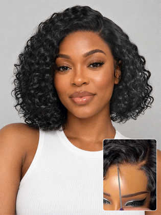Ready to Go Water Wave Short Curly Bob Wig Glueless Minimalist HD Lace Wig Pre-Cut Lace-53