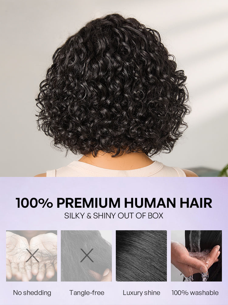 Ready to Go Water Wave Short Curly Bob Wig Glueless Minimalist HD Lace Wig Pre-Cut Lace-59