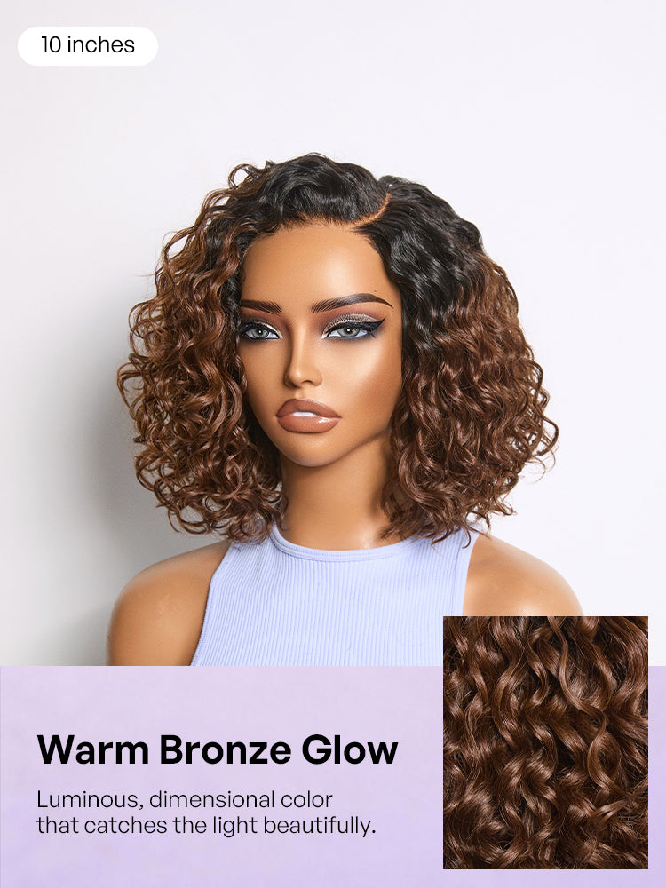 Ready to Go Water Wave Short Curly Bob Wig Glueless Minimalist HD Lace Wig Pre-Cut Lace-65