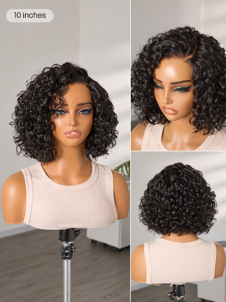 Ready to Go Water Wave Short Curly Bob Wig Glueless Minimalist HD Lace Wig Pre-Cut Lace-56