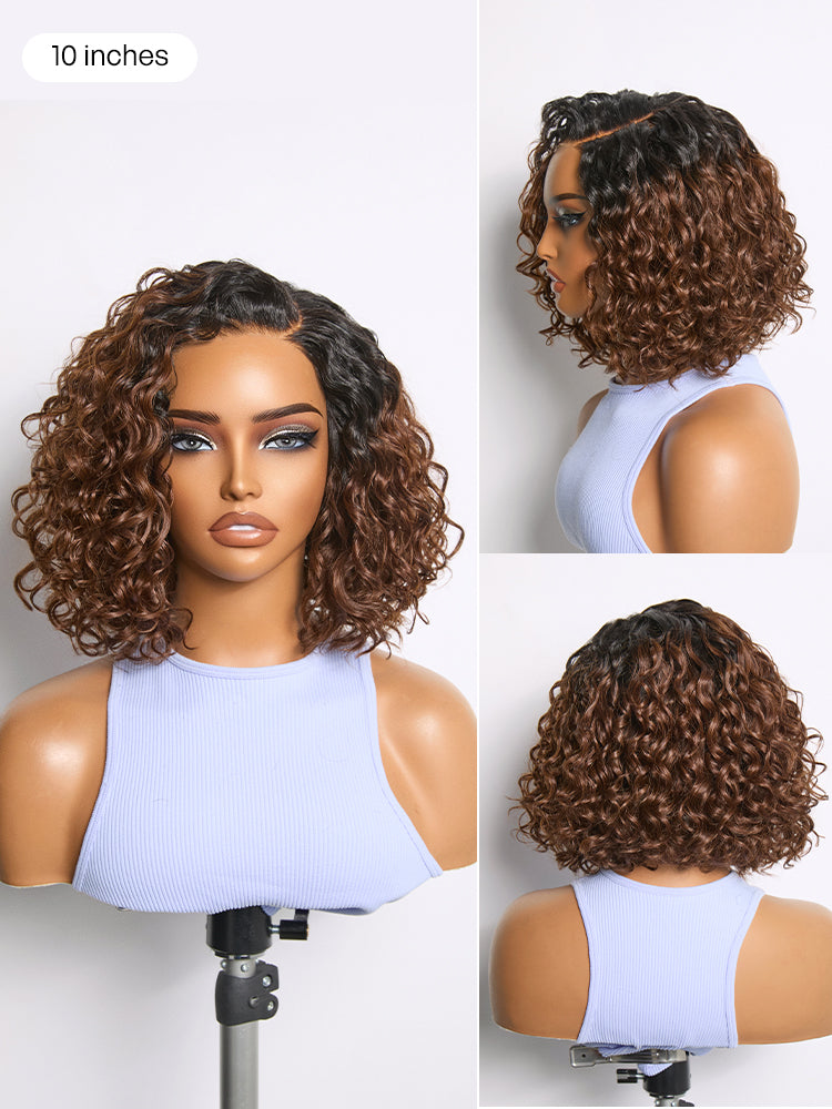 Ready to Go Water Wave Short Curly Bob Wig Glueless Minimalist HD Lace Wig Pre-Cut Lace-64