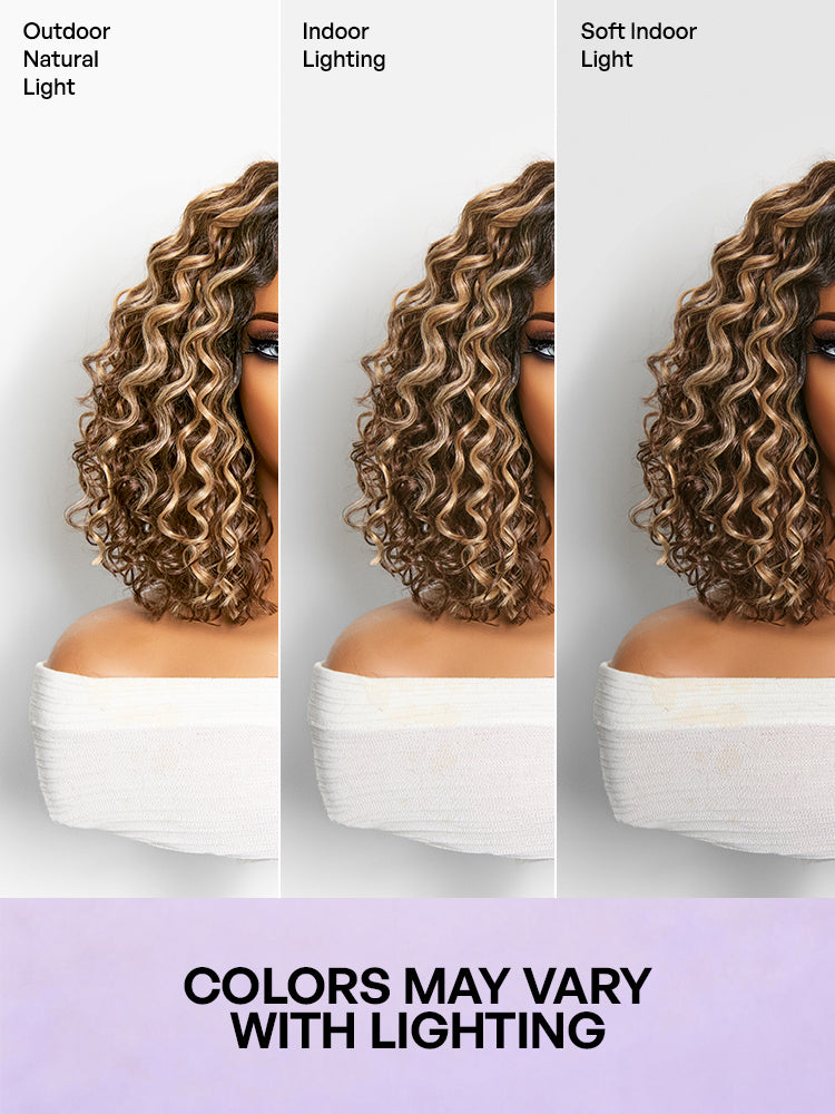 Ready to Go Water Wave Short Curly Bob Wig Glueless Minimalist HD Lace Wig Pre-Cut Lace-63