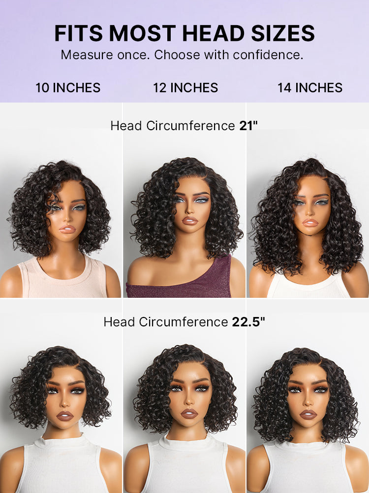Ready to Go Water Wave Short Curly Bob Wig Glueless Minimalist HD Lace Wig Pre-Cut Lace-68