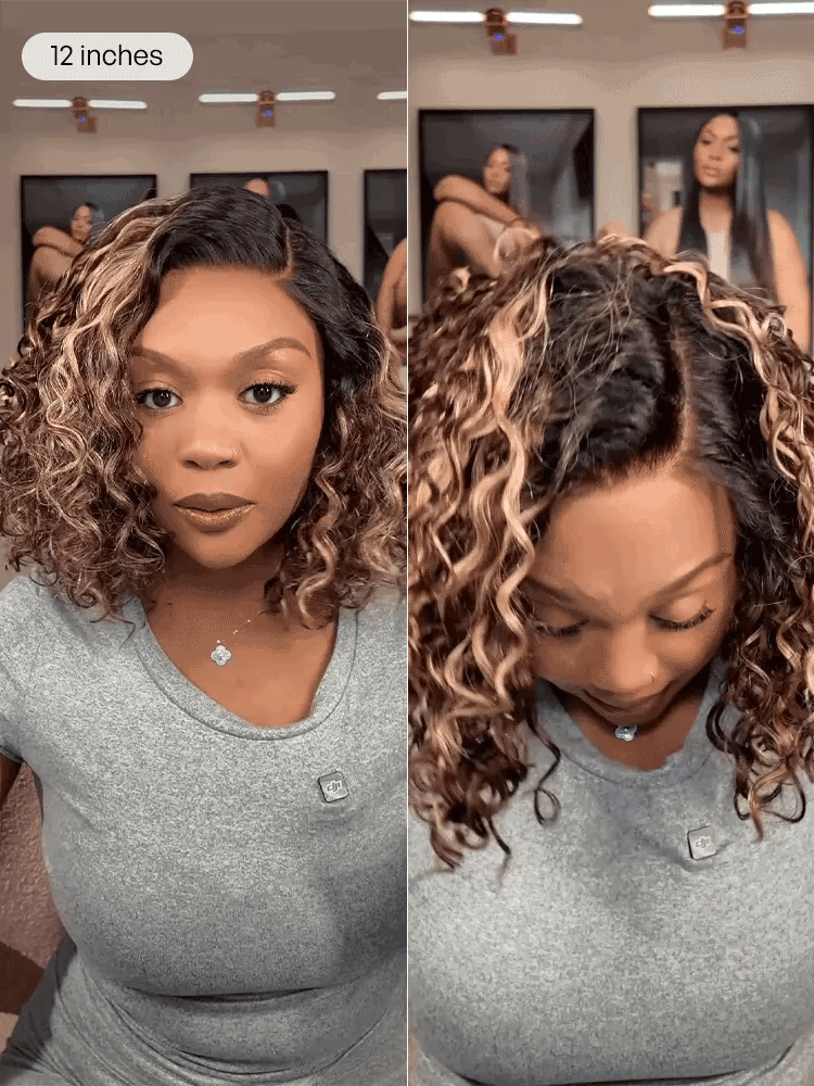 Ready to Go Water Wave Short Curly Bob Wig Glueless Minimalist HD Lace Wig Pre-Cut Lace-69