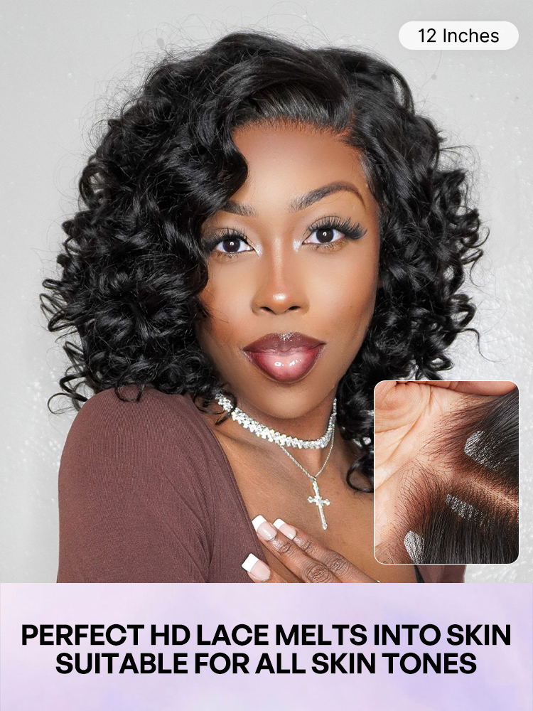 Effortless Elegance Copper Highlight / Natural Black Bouncy Curl Wig Minimalist HD Lace Glueless Wig Pre-Cut Lace-49