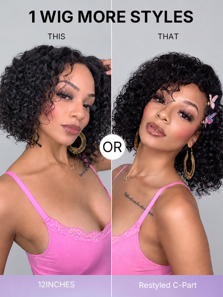 Warm Caramel Brown / Natural Black Deep Curly Glueless 5x5 Closure Pre-Cut Lace Wig-48