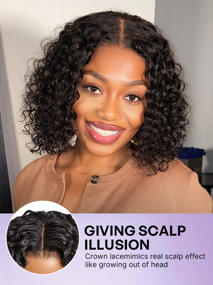 Warm Caramel Brown / Natural Black Deep Curly Glueless 5x5 Closure Pre-Cut Lace Wig-49