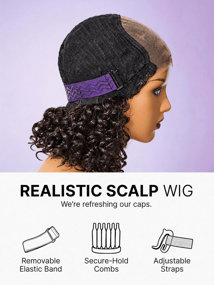 Warm Caramel Brown / Natural Black Deep Curly Glueless 5x5 Closure Pre-Cut Lace Wig-46