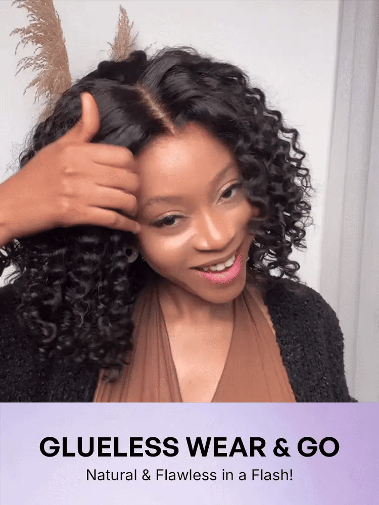 Warm Caramel Brown / Natural Black Deep Curly Glueless 5x5 Closure Pre-Cut Lace Wig-47