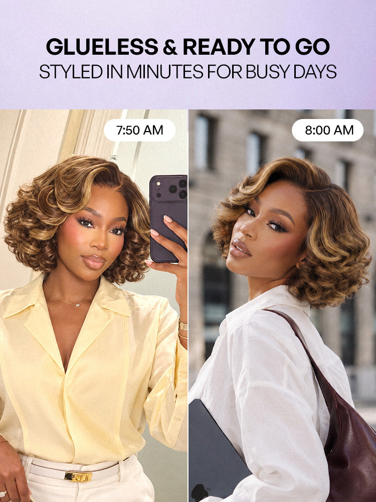 Classic Old Money Honey Blonde Highlight Wavy Glueless Minimalist HD Lace Wig Pre-cut Lace-28