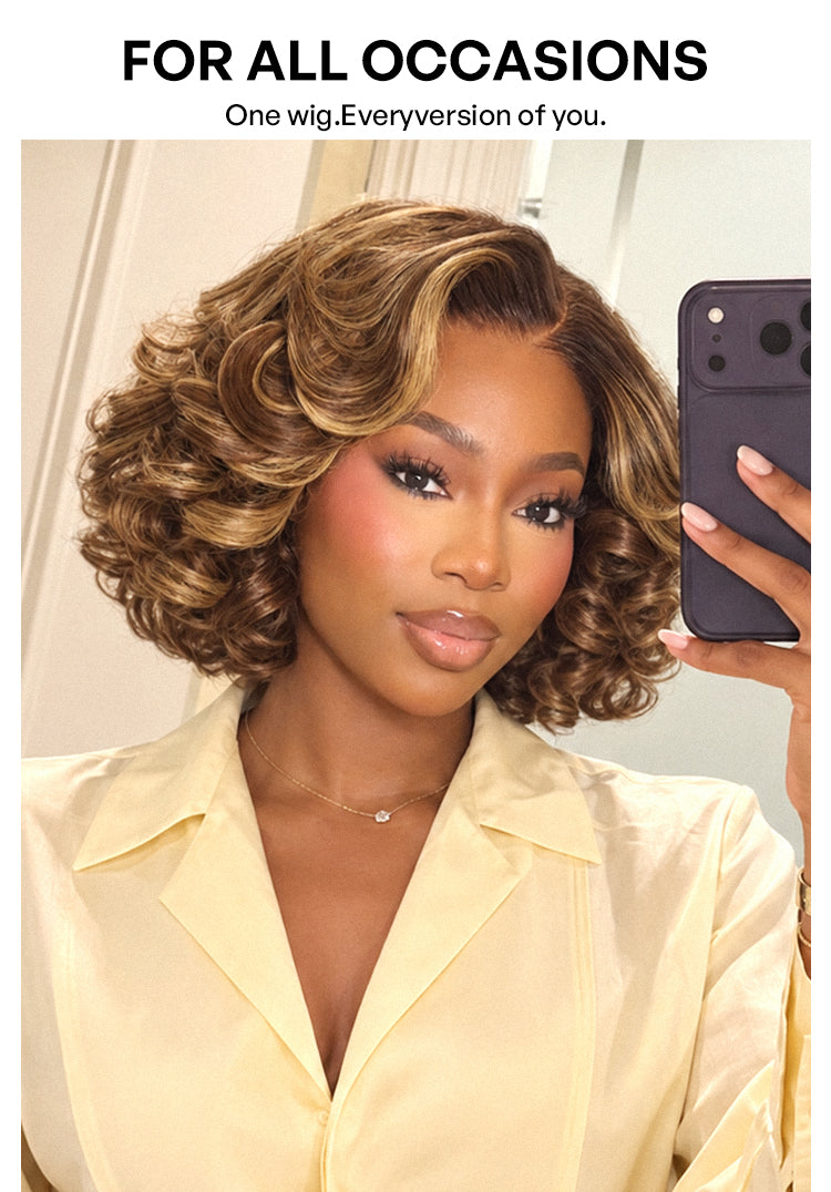 Classic Old Money Honey Blonde Highlight Wavy Glueless Minimalist HD Lace Wig Pre-cut Lace-34