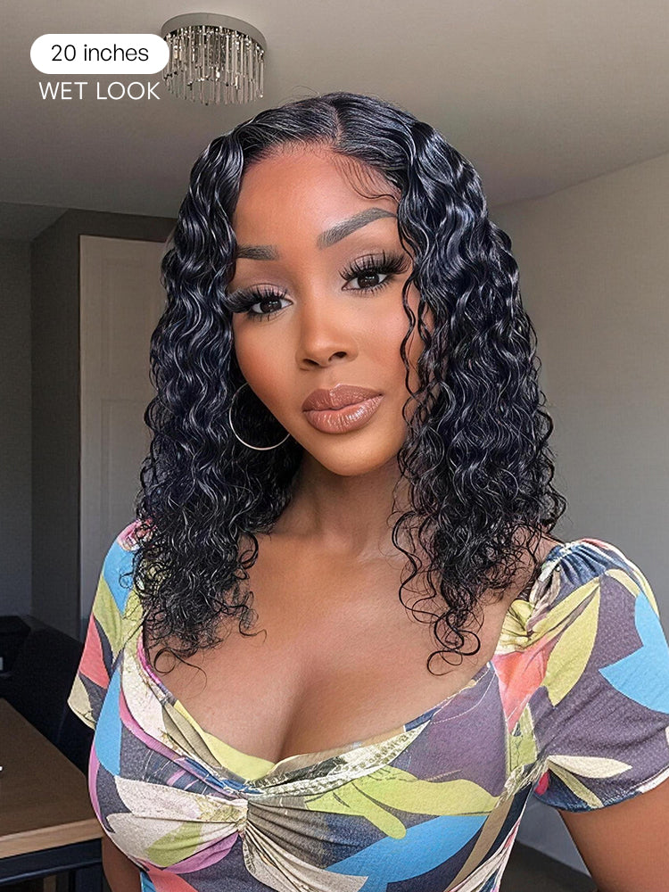Wet and Wavy 5x5 Closure Pre-Cut Lace Water Wave Wig Glueless Side Part Human Hair Wig-45